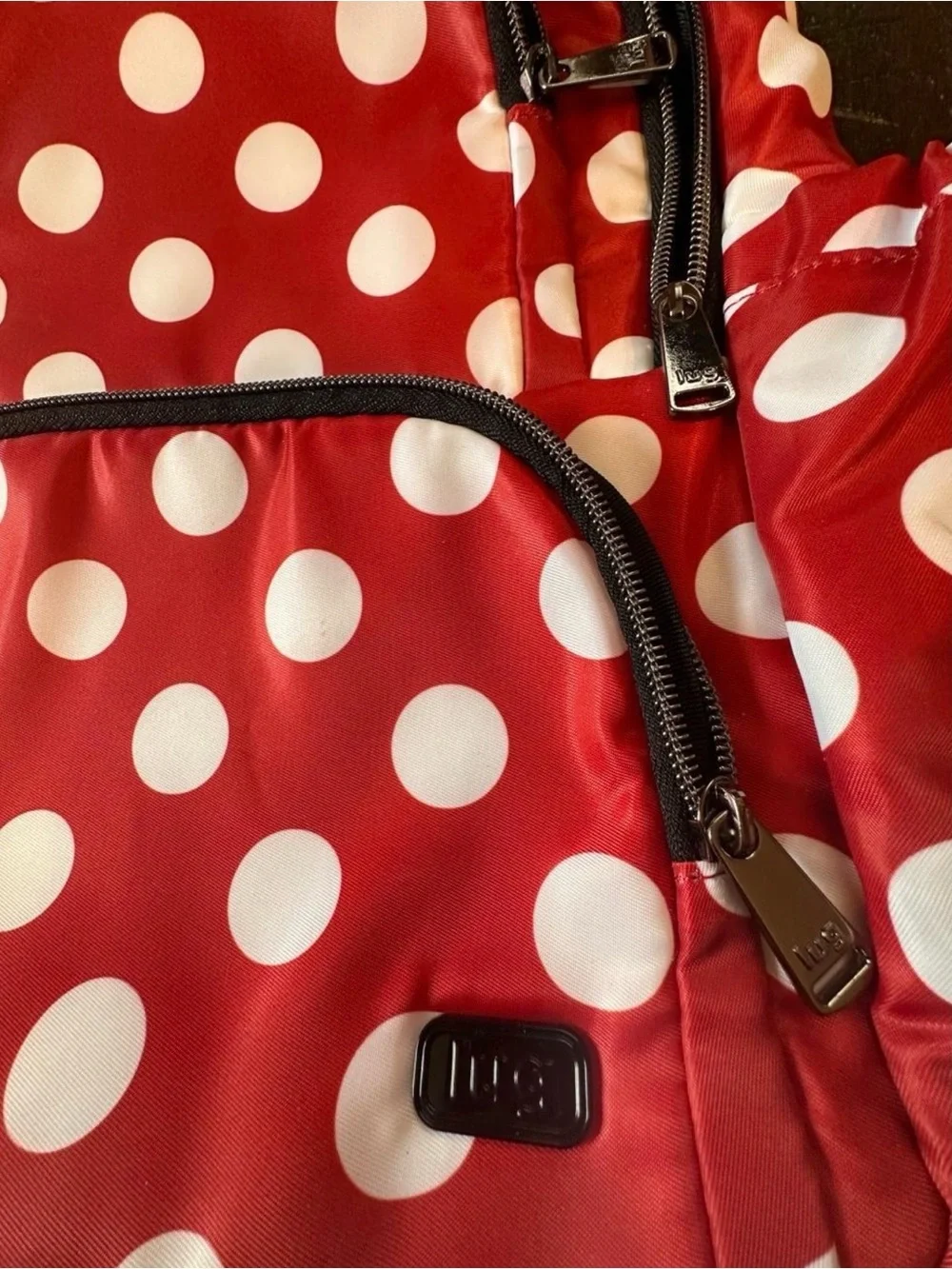 Lug Hatchback 3 Disney Minnie Mouse Style Crimson Polka Dot Backpack NWT Travel